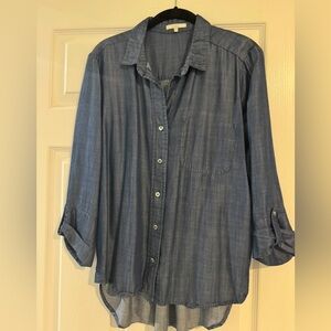 Jean button down shirt, size Large